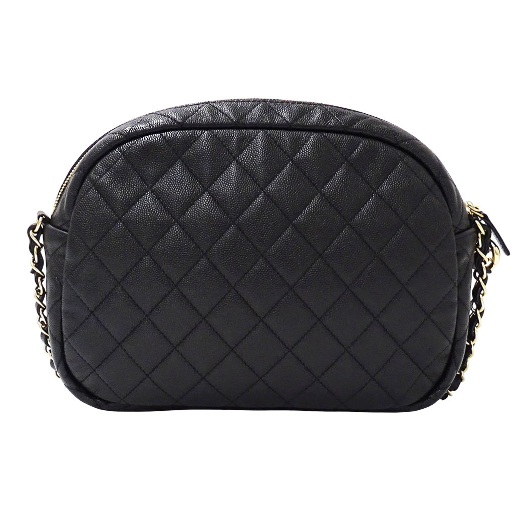 CHANEL シャネル ショルダーバッグ マトラッセ ブラック ゴールド金具 キャビアスキン レディース 【中古】