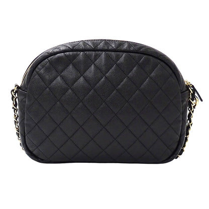 CHANEL シャネル ショルダーバッグ マトラッセ ブラック ゴールド金具 キャビアスキン レディース 【中古】