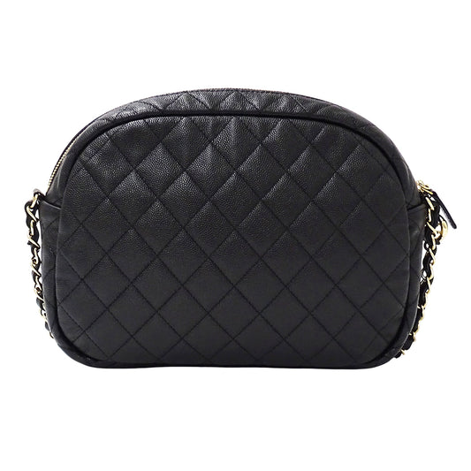 CHANEL シャネル ショルダーバッグ マトラッセ ブラック ゴールド金具 キャビアスキン レディース 【中古】