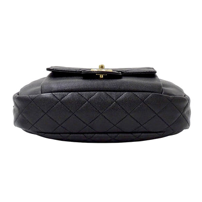CHANEL シャネル ショルダーバッグ マトラッセ ブラック ゴールド金具 キャビアスキン レディース 【中古】