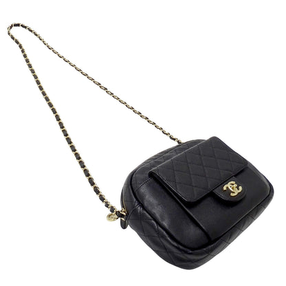 CHANEL シャネル ショルダーバッグ マトラッセ ブラック ゴールド金具 キャビアスキン レディース 【中古】