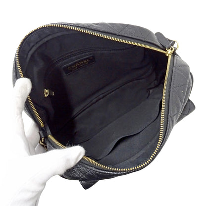 CHANEL シャネル ショルダーバッグ マトラッセ ブラック ゴールド金具 キャビアスキン レディース 【中古】