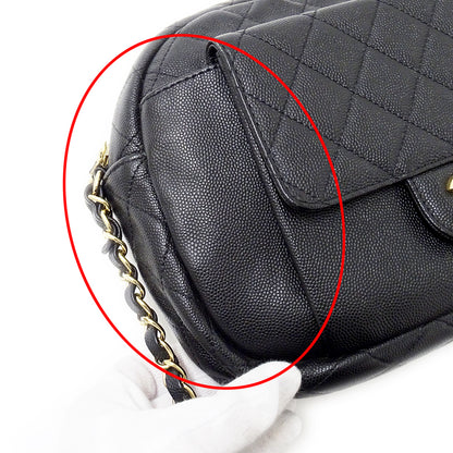 CHANEL シャネル ショルダーバッグ マトラッセ ブラック ゴールド金具 キャビアスキン レディース 【中古】
