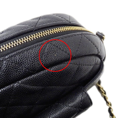 CHANEL シャネル ショルダーバッグ マトラッセ ブラック ゴールド金具 キャビアスキン レディース 【中古】