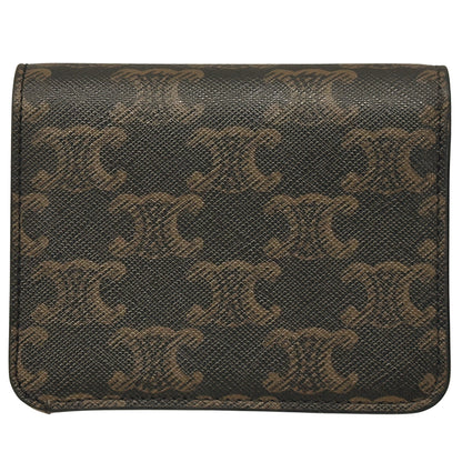 CELINE セリーヌ コンパクトウォレット 二つ折り財布 トリオンフ タン レディース 【中古】