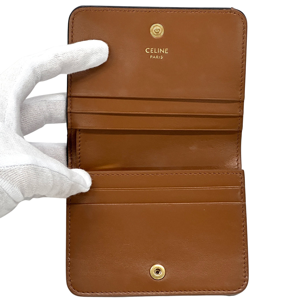 CELINE セリーヌ コンパクトウォレット 二つ折り財布 トリオンフ タン レディース 【中古】