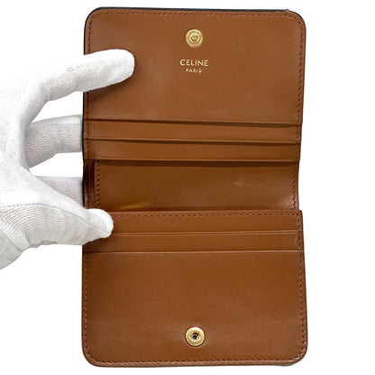 CELINE セリーヌ コンパクトウォレット 二つ折り財布 トリオンフ タン レディース 【中古】