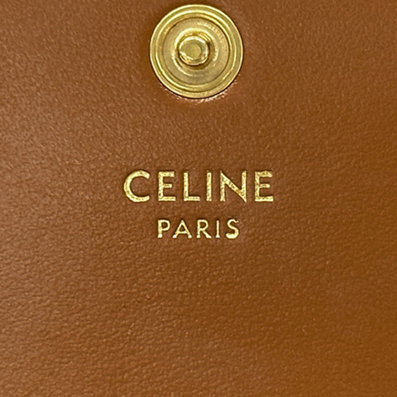 CELINE セリーヌ コンパクトウォレット 二つ折り財布 トリオンフ タン レディース 【中古】