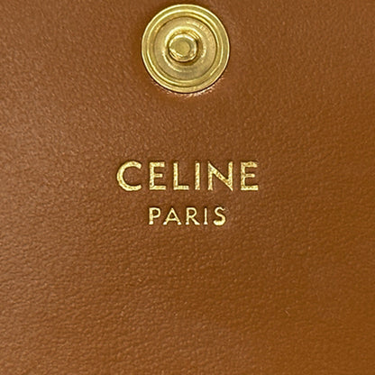 CELINE セリーヌ コンパクトウォレット 二つ折り財布 トリオンフ タン レディース 【中古】