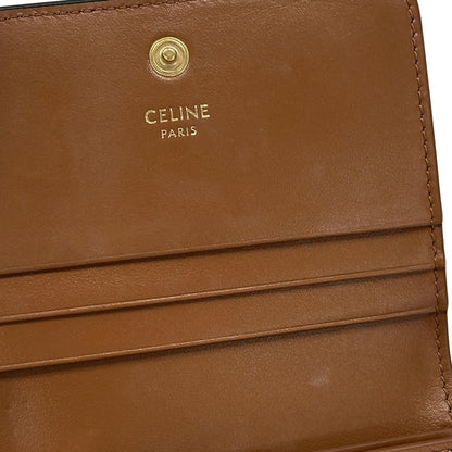 CELINE セリーヌ コンパクトウォレット 二つ折り財布 トリオンフ タン レディース 【中古】
