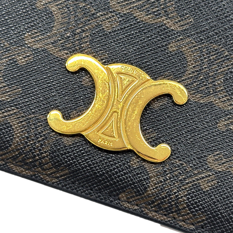 CELINE セリーヌ コンパクトウォレット 二つ折り財布 トリオンフ タン レディース 【中古】