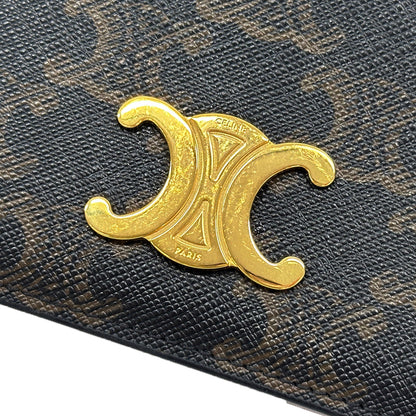 CELINE セリーヌ コンパクトウォレット 二つ折り財布 トリオンフ タン レディース 【中古】