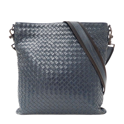 BOTTEGAVENETA ボッテガ・ヴェネタ ショルダーバッグ イントレチャート ネイビー レザー レディース 【中古】