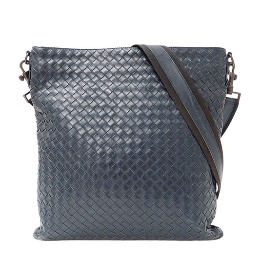 BOTTEGAVENETA ボッテガ・ヴェネタ ショルダーバッグ イントレチャート ネイビー レザー レディース 【中古】