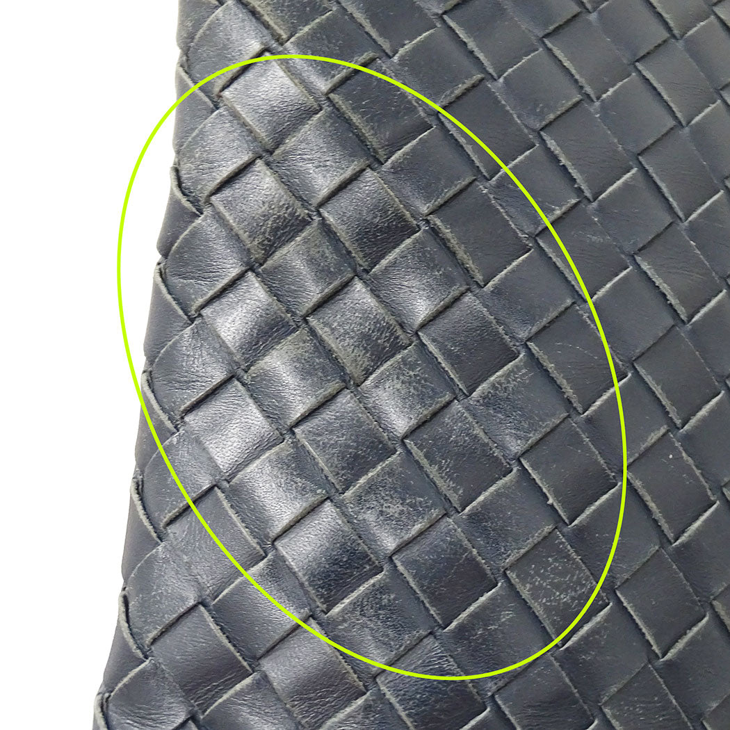 BOTTEGAVENETA ボッテガ・ヴェネタ ショルダーバッグ イントレチャート ネイビー レザー レディース 【中古】