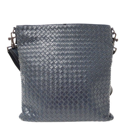 BOTTEGAVENETA ボッテガ・ヴェネタ ショルダーバッグ イントレチャート ネイビー レザー レディース 【中古】
