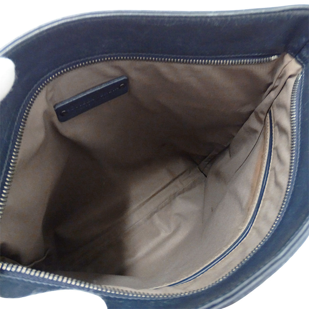 BOTTEGAVENETA ボッテガ・ヴェネタ ショルダーバッグ イントレチャート ネイビー レザー レディース 【中古】