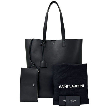 SAINT LAURENT サンローラン ボールド ショッピング トートバッグ ブラック レザー レディース メンズ 【中古】