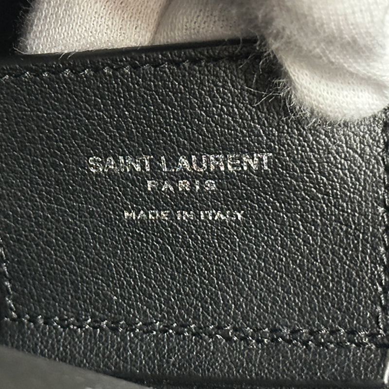 SAINT LAURENT サンローラン ボールド ショッピング トートバッグ ブラック レザー レディース メンズ 【中古】