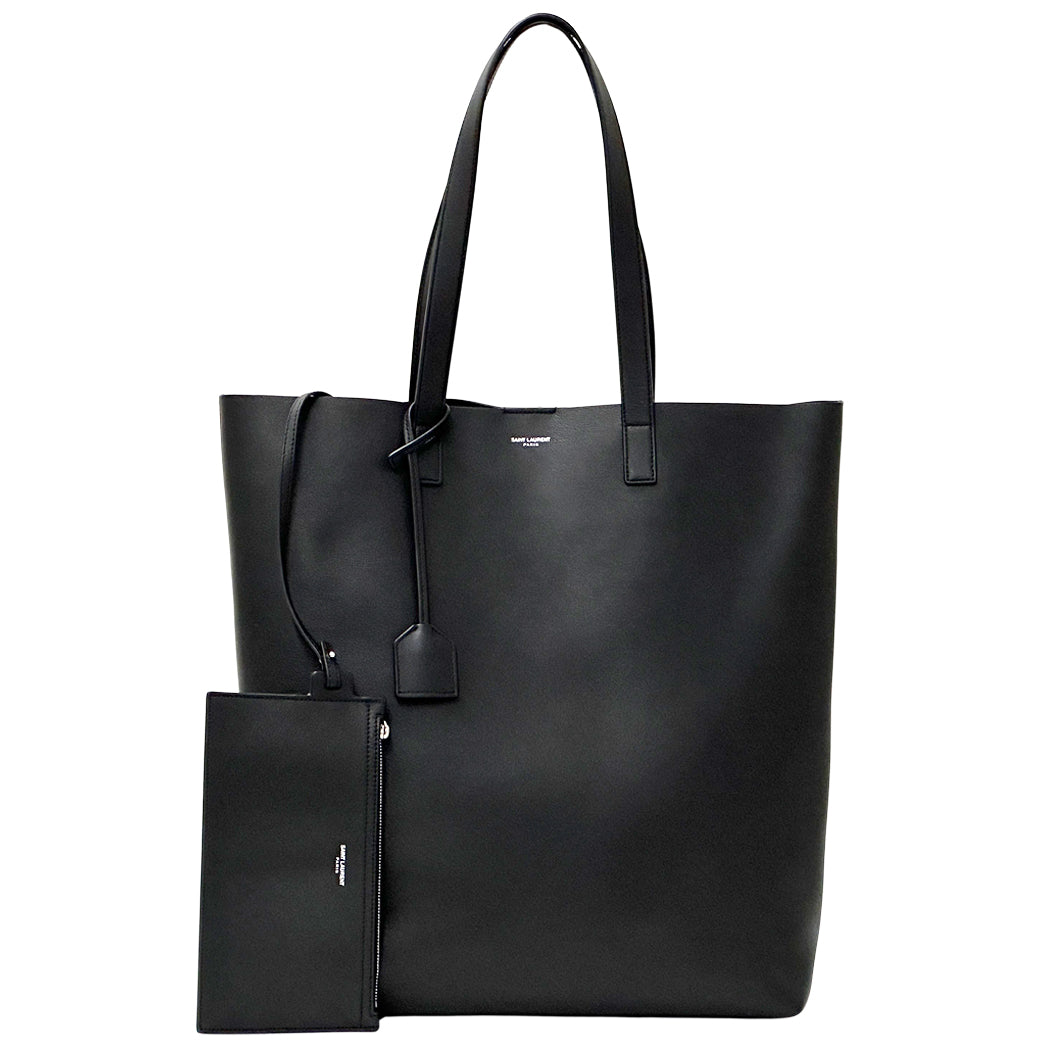 SAINT LAURENT サンローラン ボールド ショッピング トートバッグ ブラック レザー レディース メンズ 【中古】