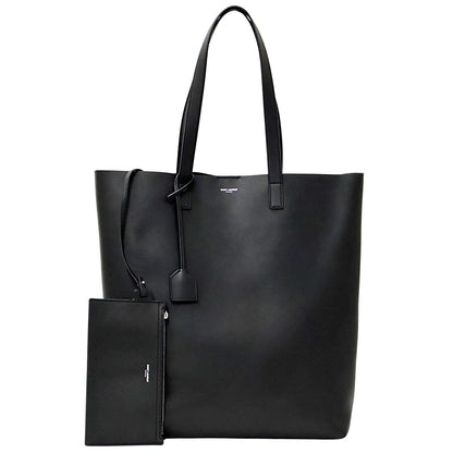SAINT LAURENT サンローラン ボールド ショッピング トートバッグ ブラック レザー レディース メンズ 【中古】