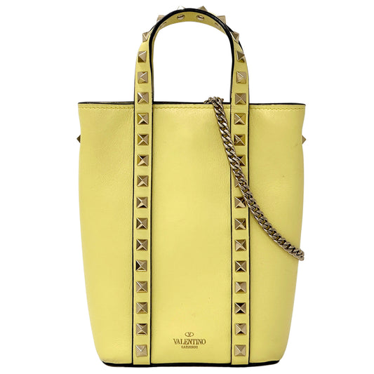 Valentino Garavani ヴァレンティノ・ガラヴァーニ 2wayバッグ ロックスタッズ イエロー レザー レディース 【中古】