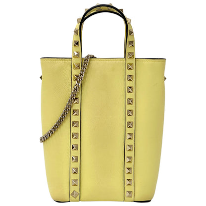 Valentino Garavani ヴァレンティノ・ガラヴァーニ 2wayバッグ ロックスタッズ イエロー レザー レディース 【中古】