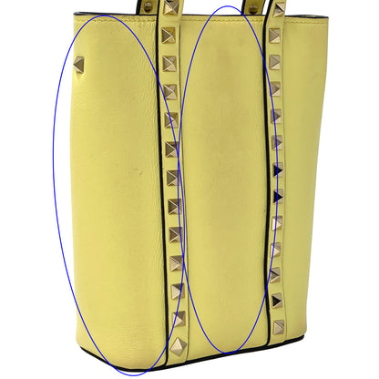 Valentino Garavani ヴァレンティノ・ガラヴァーニ 2wayバッグ ロックスタッズ イエロー レザー レディース 【中古】