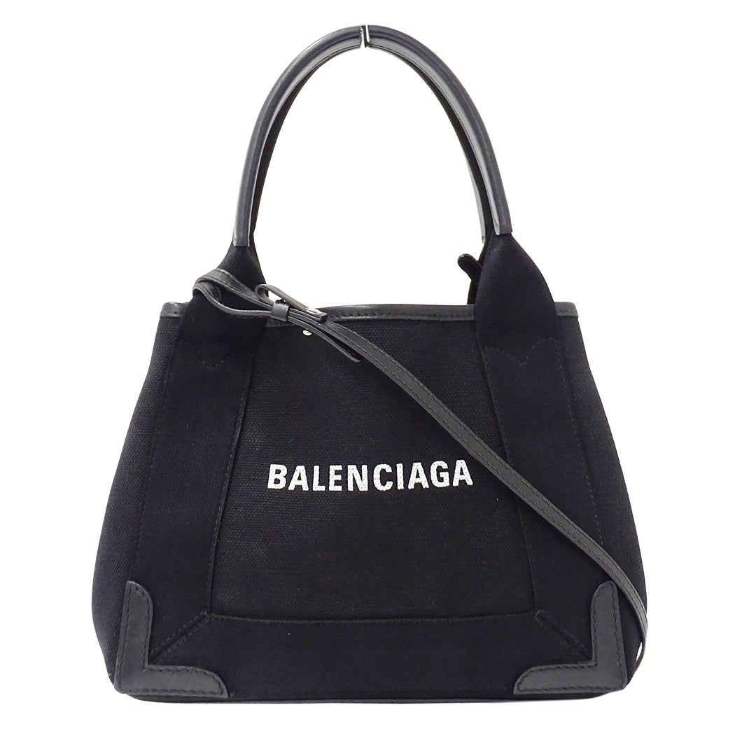 BALENCIAGA バレンシアガ ネイビーカバス XS 2wayバッグ ブラック 890346 キャンバス レディース 【中古】