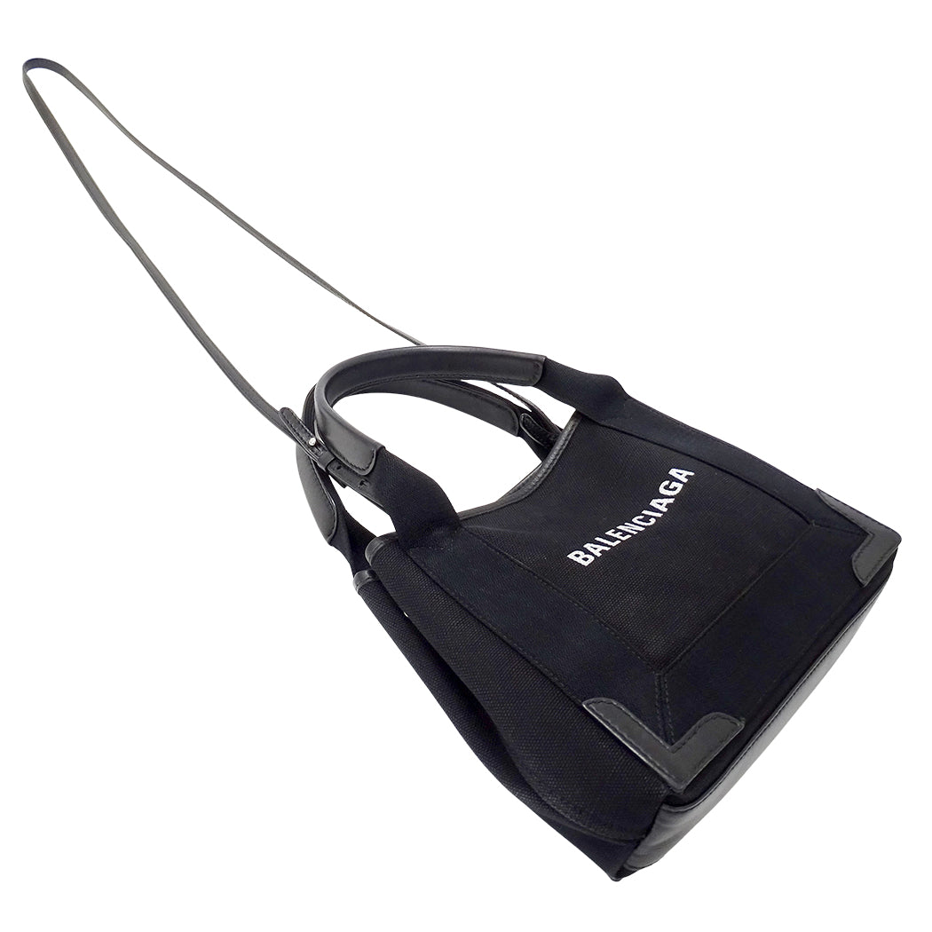 BALENCIAGA バレンシアガ ネイビーカバス XS 2wayバッグ ブラック 890346 キャンバス レディース 【中古】
