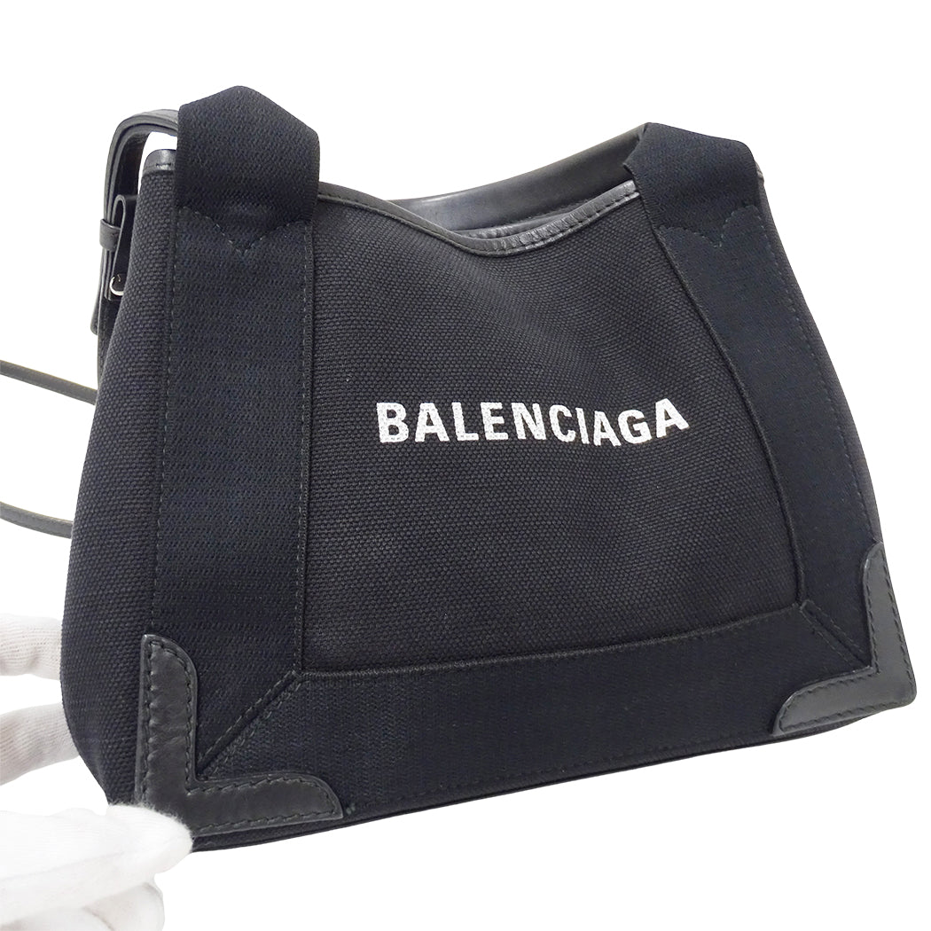 BALENCIAGA バレンシアガ ネイビーカバス XS 2wayバッグ ブラック 890346 キャンバス レディース 【中古】