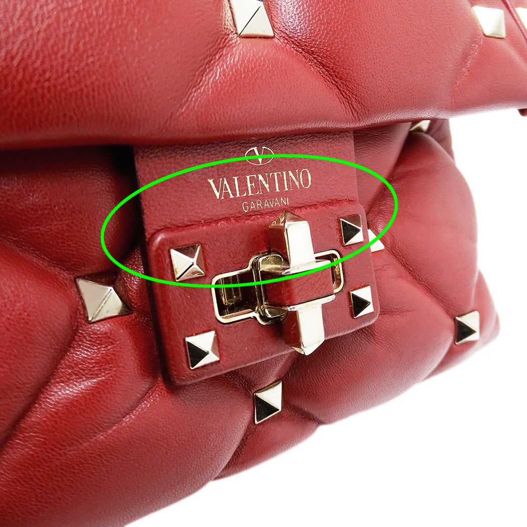 Valentino Garavani ヴァレンティノ・ガラヴァーニ キャンディ スタッズ 2wayバッグ レッド レザー レディース 【中古】