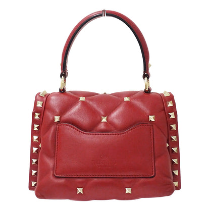 Valentino Garavani ヴァレンティノ・ガラヴァーニ キャンディ スタッズ 2wayバッグ レッド レザー レディース 【中古】