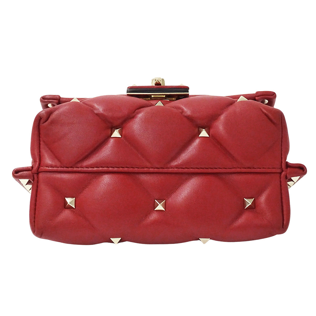 Valentino Garavani ヴァレンティノ・ガラヴァーニ キャンディ スタッズ 2wayバッグ レッド レザー レディース 【中古】