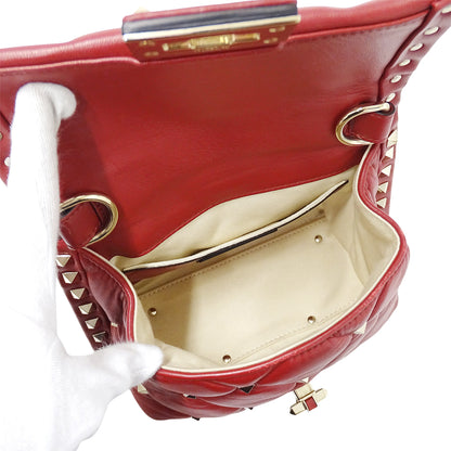 Valentino Garavani ヴァレンティノ・ガラヴァーニ キャンディ スタッズ 2wayバッグ レッド レザー レディース 【中古】
