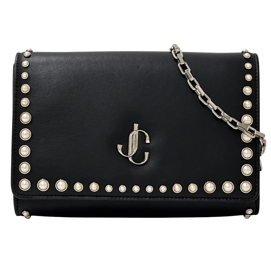 JIMMY CHOO ジミーチュウ 2wayバッグ ショルダーバッグ クラッチバッグ ブラック レザー レディース 【中古】