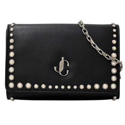 JIMMY CHOO ジミーチュウ 2wayバッグ ショルダーバッグ クラッチバッグ ブラック レザー レディース 【中古】