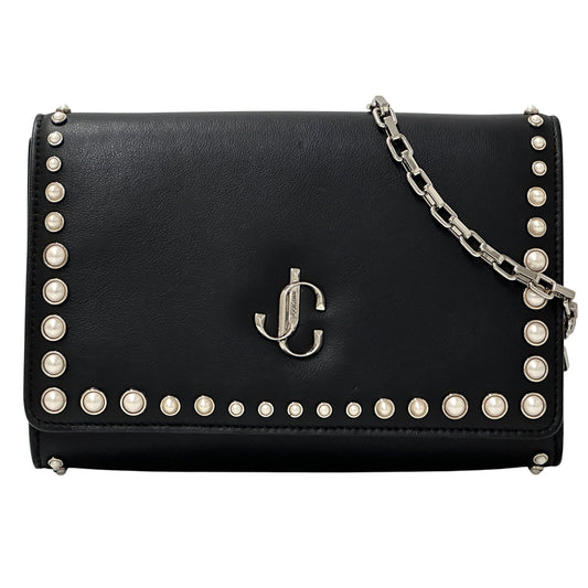 JIMMY CHOO ジミーチュウ 2wayバッグ ショルダーバッグ クラッチバッグ ブラック レザー レディース 【中古】