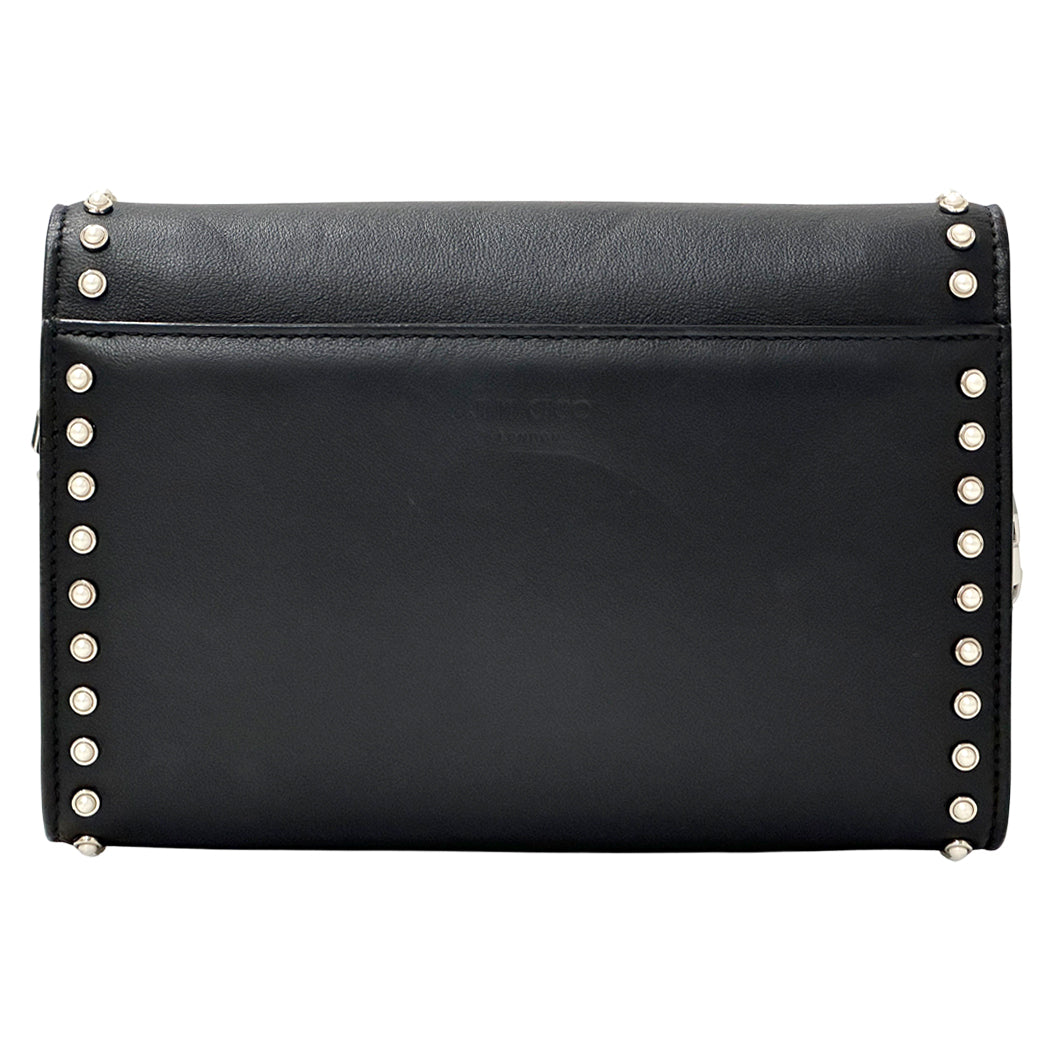 JIMMY CHOO ジミーチュウ 2wayバッグ ショルダーバッグ クラッチバッグ ブラック レザー レディース 【中古】