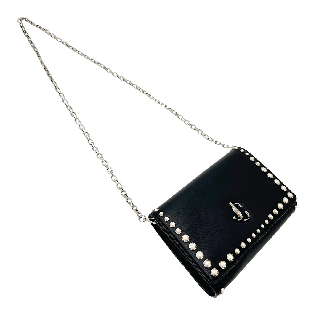 JIMMY CHOO ジミーチュウ 2wayバッグ ショルダーバッグ クラッチバッグ ブラック レザー レディース 【中古】