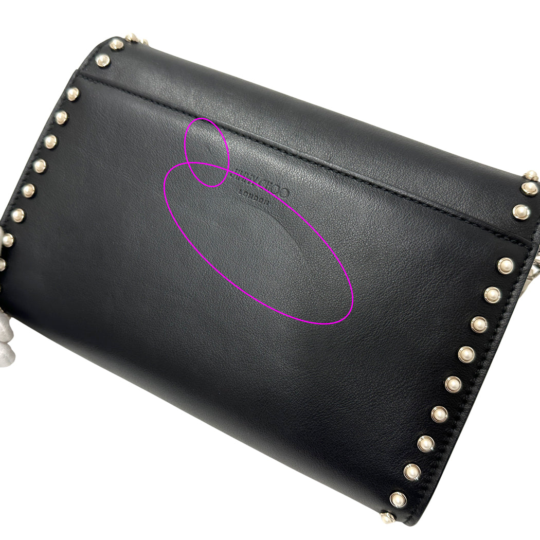 JIMMY CHOO ジミーチュウ 2wayバッグ ショルダーバッグ クラッチバッグ ブラック レザー レディース 【中古】
