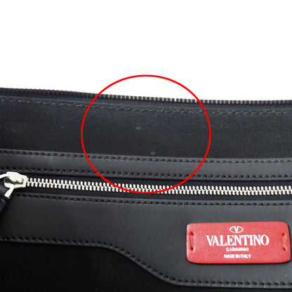 Valentino Garavani ヴァレンティノ・ガラヴァーニ VLTN クラッチ・セカンドバッグ ブラック レザー レディース メンズ 【中古】