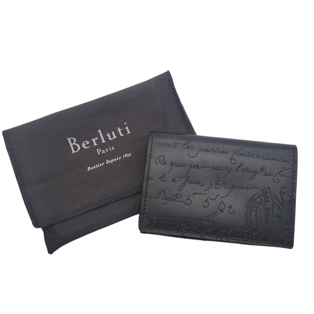 Berluti ベルルッティ カードホルダー カードケース カリグラフィ ブラック レザー メンズ 【中古】