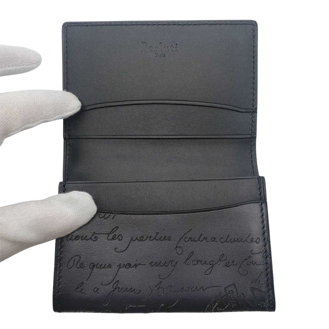 Berluti ベルルッティ カードホルダー カードケース カリグラフィ ブラック レザー メンズ 【中古】