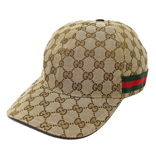 GUCCI グッチ キャップ ウェブ ベージュ ブラウン 200035 GGキャンバス レディース メンズ 【中古】