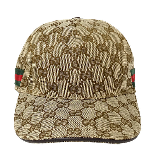 GUCCI グッチ キャップ ウェブ ベージュ ブラウン 200035 GGキャンバス レディース メンズ 【中古】