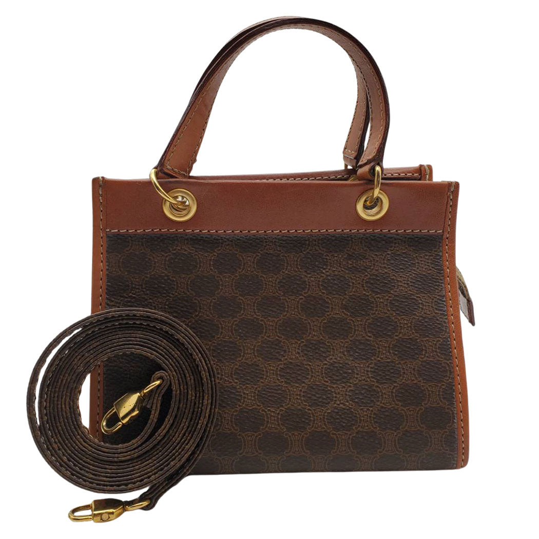 CELINE セリーヌ 2wayバッグ マカダム ブラウン PVC レディース 【中古】
