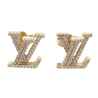 LOUIS VUITTON ルイ・ヴィトン ピアス・LVアイコニック ストラス ピアス メタル ゴールド レディース M00609 【中古】