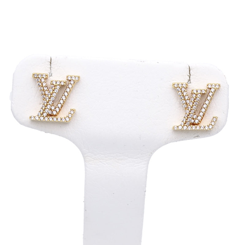 LOUIS VUITTON ルイ・ヴィトン ピアス・LVアイコニック ストラス ピアス メタル ゴールド レディース M00609 【中古】