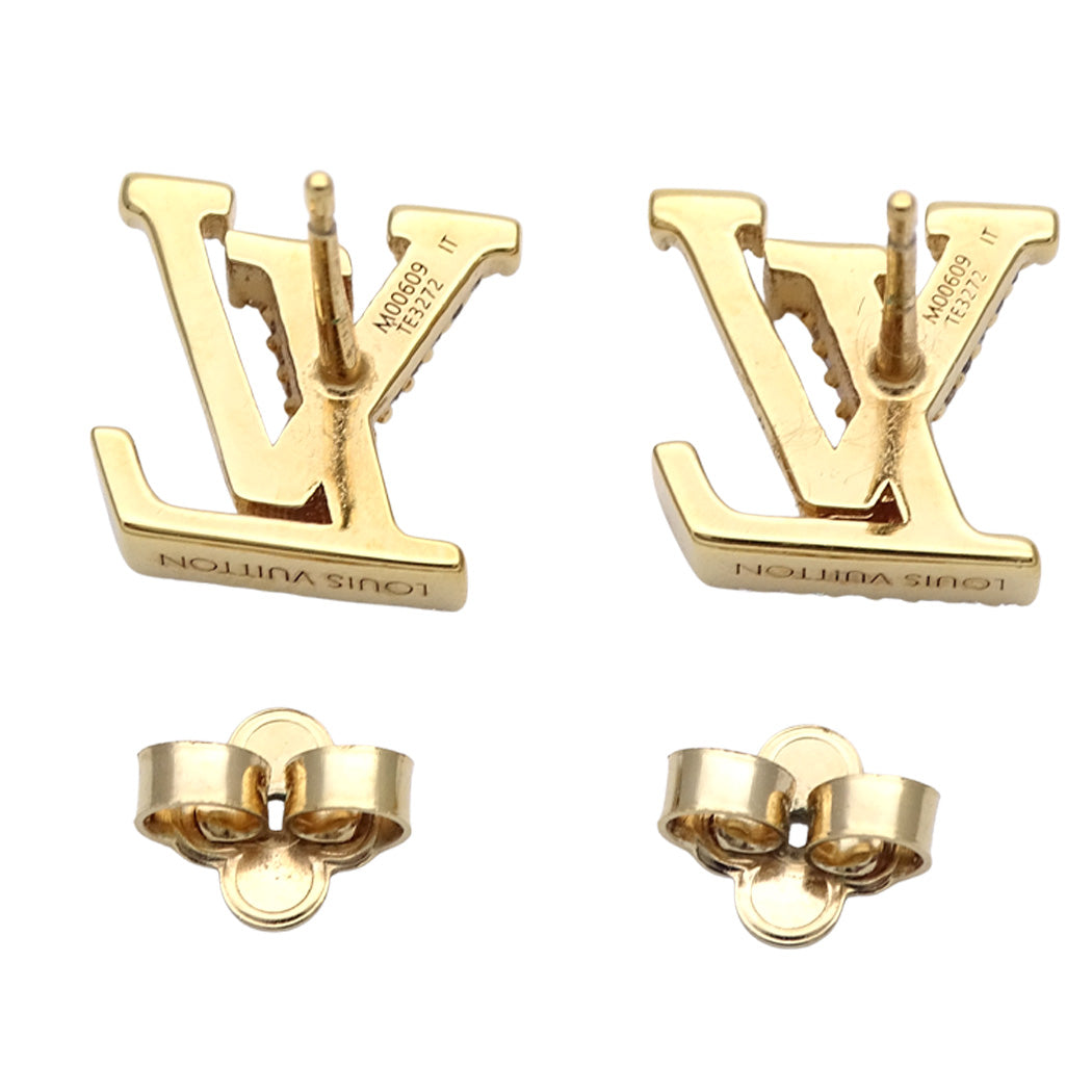 LOUIS VUITTON ルイ・ヴィトン ピアス・LVアイコニック ストラス ピアス メタル ゴールド レディース M00609 【中古】